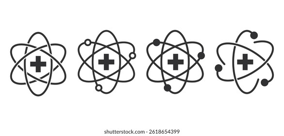 Set of healthcare innovation icon. Medical and molecule symbol.  Health care and medical innovation concept. Flat icon element for app and web. Vector illustration.