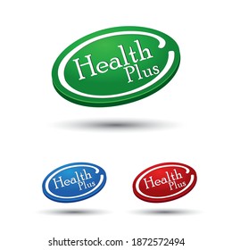 Set of healthplus labels design. illustration, Vector of healthplus tag, healthplus sign, healthplus label.	