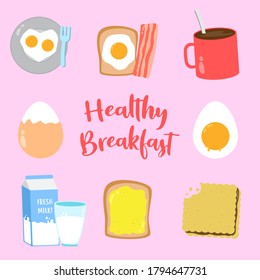 set of healthy breakfast vector design collection, can be use to make poster