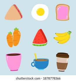 set of healthy breakfasts icons can be use to make poster