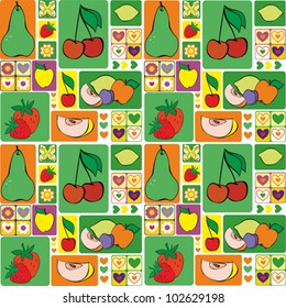 Set of Healthy Diet Fruits (Apple, Apricot, Cherry, Lemon, Peach, Pear, Plum, Strawberry)