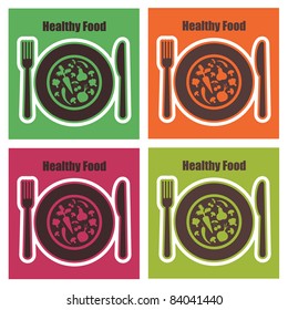 set of healthy food cards. vector illustration