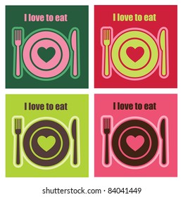 set of healthy food cards. vector illustration