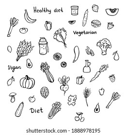 Set of healthy food elements