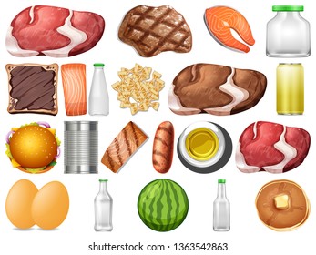 Set of healthy food illustration