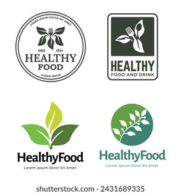 Set of Healthy Food Logo Template