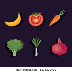 Vektorillustration-Design für gesundes und frisches Gemüse