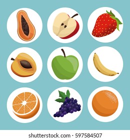 set healthy fruit eating