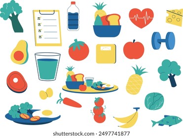 set of healty food element