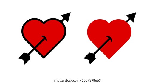 Set of Heart with arrow icons. for mobile concept and web design. vector illustration on white background