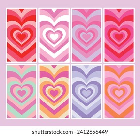 set of heart backgrounds for social media stories valentines day 
