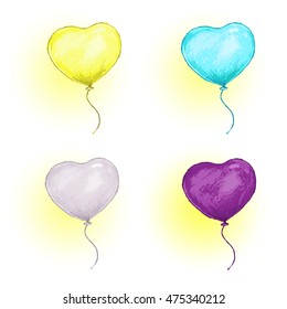set heart balloon 1