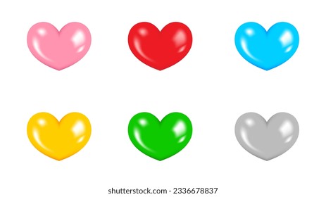set of heart balloons with six options. a set heart vector illustration