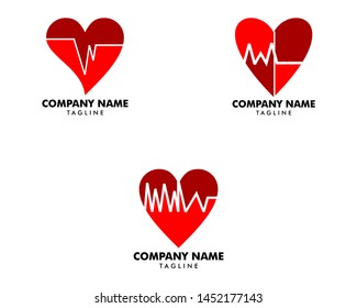Set of Heart Beat Logo Template Design