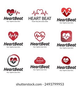 Set of Heart beat logo vector, ECG Logo vector illustration.