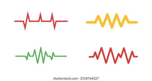 Conjunto de iconos de línea de pulso del monitor de ritmo cardíaco. Ilustración vectorial en estilo plano