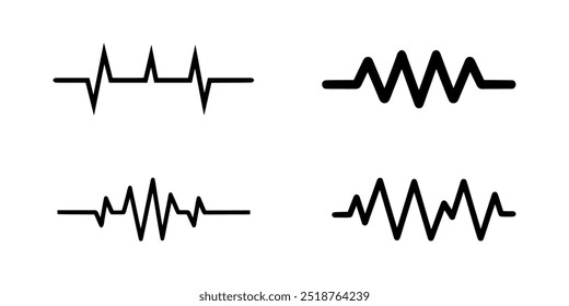 Conjunto de iconos de línea de pulso del monitor de ritmo cardíaco. Ilustración vectorial en estilo plano