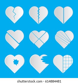 set of heart broken vector 