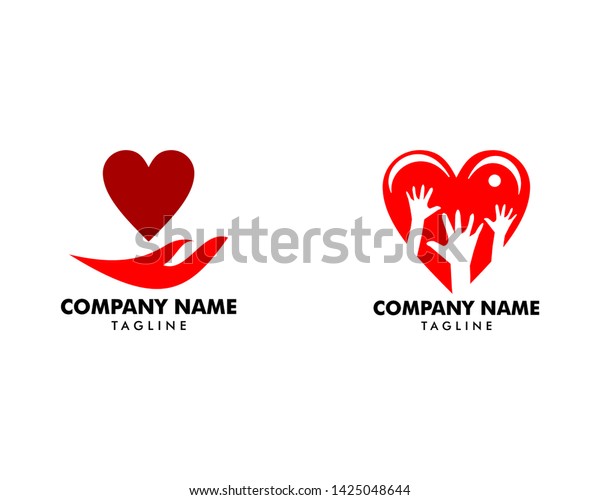 Set Heart Care Logo Template Design Stock Vector (Royalty Free ...