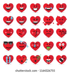 Set of heart cartoon characters,emoticons