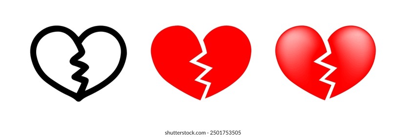 Set of Heart cartoon doodle, Vector, Illustration.