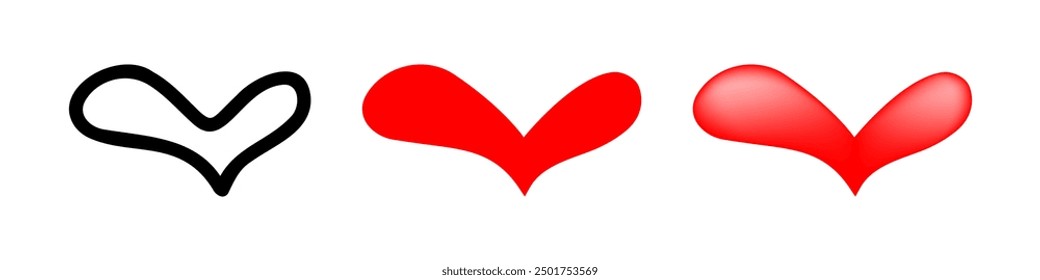 Set of Heart cartoon doodle, Vector, Illustration.