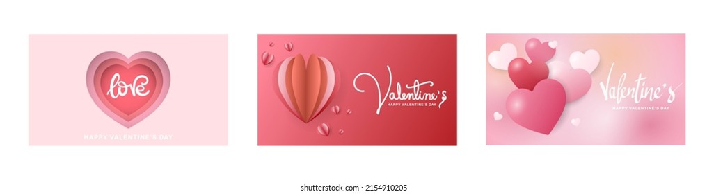 Set heart and cloud with podium in Valentine's Day for content online , with copy space on pink background , Flat Modern design , illustration Vector EPS 10