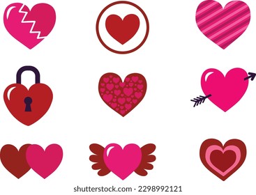 set of heart, collection of heart , colorful heart , vector love symbol