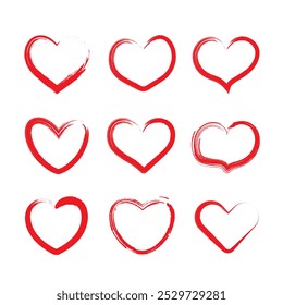 A set of heart contours on a white background. A collection of heart stickers. Icons for Valentine's day. Vector EPS 10.
