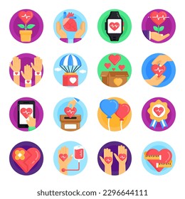 Set of Heart Day Flat Icons

