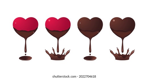 Set of  heart dipped isolated on white background.valentines day.