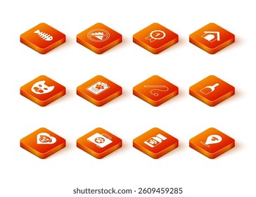 Set Heart with dog, Pet first aid kit, Cat, Clinical record pet, Medicine bottle and pills, cat toy, nose and Dustpan icon. Vector
