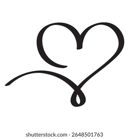 Set of Heart doodles, decorative hearts line art set, heart illustration border, love symbol collection, isolated on white background