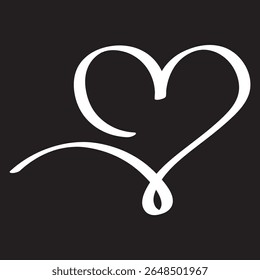 Set of Heart doodles, decorative hearts line art set, heart illustration border, love symbol collection, isolated on white background