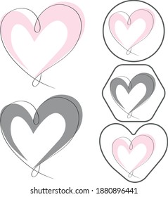 Set of heart elegant symbol. Vector art illustration.