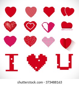 set of heart elements valentine's day concept, vector illustration