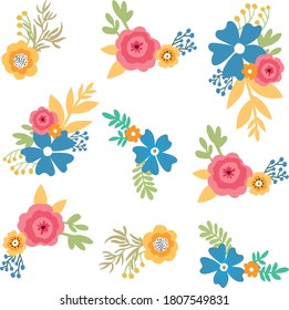 Conjunto de marcos de flores del corazón, ilustración vectorial
