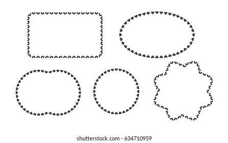 Set of Heart Frame in Various Shape.Heart Ornament Vector Illustration.