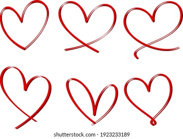 Set of heart hand drawn isolated illustration