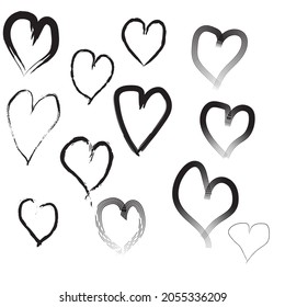 Conjunto de la mano del corazón hecha con el vector del pincel