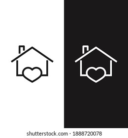 Set of Heart with home shape designed as a logo or icon on white. Stock vector