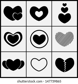set of heart icon