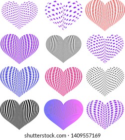 "Set the heart icon created from geometric shapes.Flat style.Love set.vector illustration."