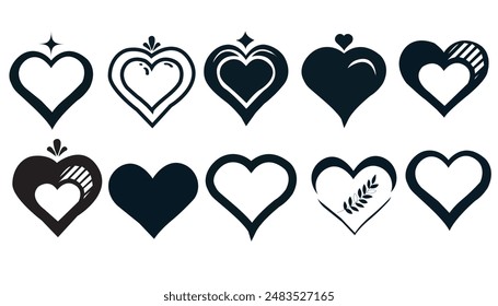 Set of heart  icon doodle element vector. Doodle style collection of different hearts,. Illustration design for print, cartoon, card, clothing, wallpaper, decoration, sticker, icon, clipart.
