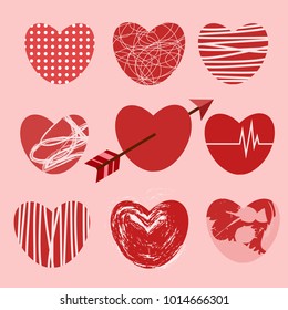 Set of heart icon. love valentine day concept vector illustration.