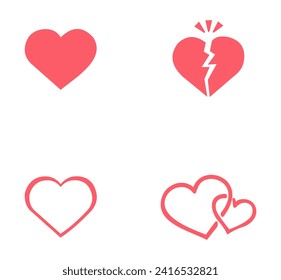 Set heart icon in pink colour