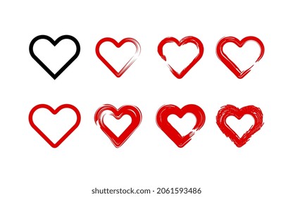 Set of heart icon vector design. Heart icon collection. A collection of Heart symbols on a white background