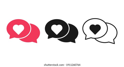 Set of Heart icon vector illustration template. Heart icon design collection. Love vector design isolated on white background. Love vector icon flat design for website, symbol, logo, sign, app, UI.