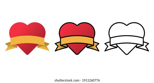 Set of Heart icon vector illustration template. Heart icon design collection. Love vector design isolated on white background. Love vector icon flat design for website, symbol, logo, sign, app, UI.