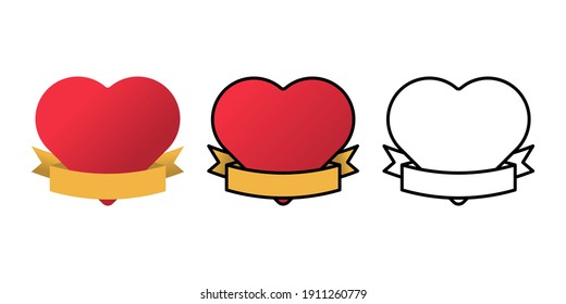 Set of Heart icon vector illustration template. Heart icon design collection. Love vector design isolated on white background. Love vector icon flat design for website, symbol, logo, sign, app, UI.
